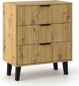 Komoda Scandi 3S Slim | Dąb Artisan  | 70x39x81.5 cm | Nowoczesny Design