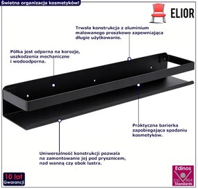 Czarna półka łazienkowa na kosmetyki 50 cm - Derix