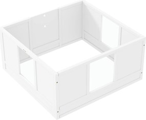 PawHut Kojec dla Szczeniąt dla Małych i Średnich Ras Psów, Biały z Regulowanym Wejściem i Antypoślizgowymi Podkładkami