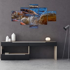 Szczegółowy obraz - woda między kamieniami (125x70 cm)