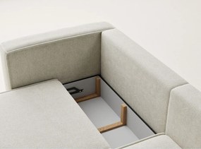 Kremowy rozkładany/ze schowkiem narożnik z tkaniny szenilowej (prawostronny/z szezlongiem) Velto – Maison de Rêve