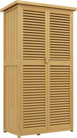 Outsunny Szafka Ogrodowa Wodoodporna, 2 Drzwi z Zamkiem, Drewno Sosnowe, 87D x 46,5S x 160W cm, Jasnożółty