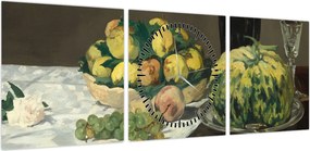 Obraz - Edouard Manet, Still Life with Melon and Peaches, reprodukcje (z zegarem) (90x30 cm)