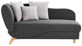 Szezlong prawostronny rozkładany z antracytowej tkaniny ze schowkiem na pościel PENELOPE