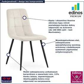 Zestaw 2 kremowych krzeseł pikowanych - Verlino