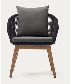 Czarny drewniany fotel ogrodowy Portalo – Kave Home