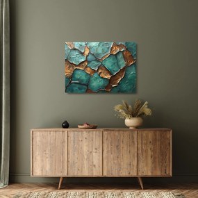 Obraz na szkle - Zielono-złoty obraz (70x50 cm)