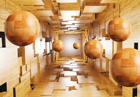 Fototapeta - 3D drewniany motyw (196x136 cm)
