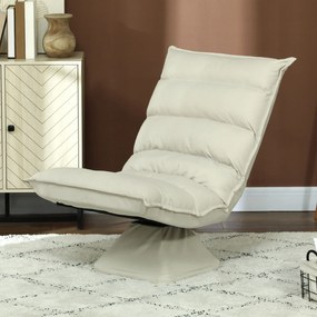 HOMCOM Fotel Relaksacyjny, Leniwe Sofa, Regulowane Oparcie, Wygląd Skóry, 62x70x95cm, Beżowy