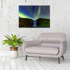 Obraz na szkle - Zorza polarna na Islandii (70x50 cm)