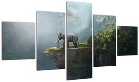 Obraz - Słonie na szczycie Tadż Mahal (125x70 cm)