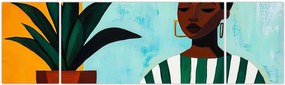 Obraz - Kobieta z kwiatem (170x50 cm)
