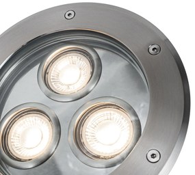 Zewnetrzna Nowoczesny reflektor naziemny stalowy 3-światłowy IP65 - Tribus Nowoczesny Oswietlenie zewnetrzne
