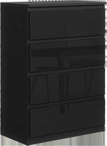 Komoda NUDO - Czarny / Front Czarny / Połysk / 70 cm / 4 szuflady