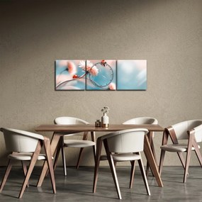 Obraz - Biedronka na kwiatku (z zegarem) (90x30 cm)