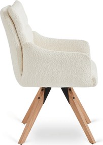 Krzesło Tapicerowane Obrotowe WILLA Kremowe Nowoczesne Boucle