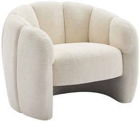 Fotel muszla z beżową szenilową tapicerką - DELIPO