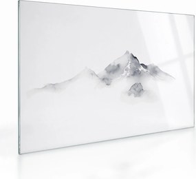 Obraz na szkle - Obraz gór namalowany tuszem (70x50 cm)