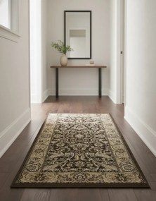 Brązowy prostokątny dywan w klasyczny wzór H0-F63