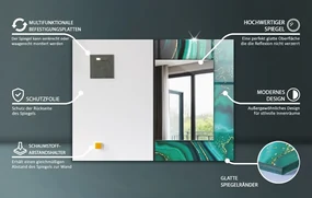 Lustro z drukowaną ramką Zielony wzór geometryczny