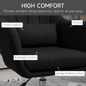 HOMCOM Krzesło obrotowe, regulowany fotel biurowy, lenopodobny poliester, metal, 60 x 60 x 79-91 cm, Szary