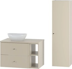 Kaszmirowy Zestaw do Łazienki 80cm Szafka Regał Blat Umywalka Słupek Marco