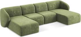 Zielony narożnik z tkaniny szenilowej (w kształcie litery U) Lani – Makamii