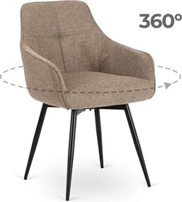 Krzesło Tapicerowane Obrotowe do Salonu LARISA Beżowe Nowoczesne