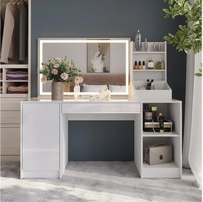 Stół toaletowy biały/biały wysoki połysk 158.2x50.1x76 sherry