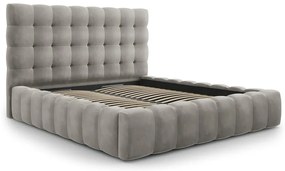 Jasnoszare tapicerowane łóżko dwuosobowe ze schowkiem i stelażem 200x200 cm Bali – Cosmopolitan Design