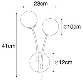 Nowoczesna lampa ścienna złota z opalowym szkłem 2-light - Ateny Nowoczesny Oswietlenie wewnetrzne