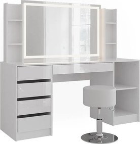 Stół do toalety biały/biały wysoki połysk 158.2x50.1x76 sherry