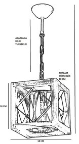 Lampa wisząca z drewna grabu Zikzak Camlı