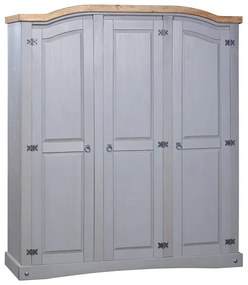 Rustykalna szafa z półkami i drążkiem szary + miodowy brąz R7-Z59