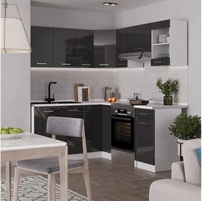 Kuchnia narożna antracytowy wysoki połysk/biały 190x60x81.6 rick