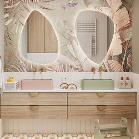 Umywalka z kamienia syntetycznego nablatowa / wisząca prostokątna różowa 43 cm x 25 cm EVELIA Pink : Otwory na baterię - Nie, Typ montażu - nablatowa