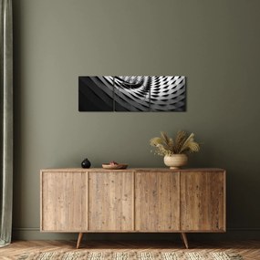 Abstrakcyjny obraz - czarno - biała spirala (z zegarem) (90x30 cm)