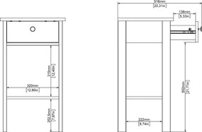 Stolik nocny z półką i szufladą Madrid, jackson hickory