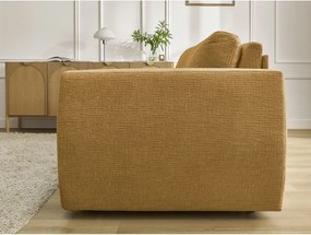 Musztardowa rozkładana sofa do spania z tkaniny szenilowej 220 cm Hugo – Bobochic Paris