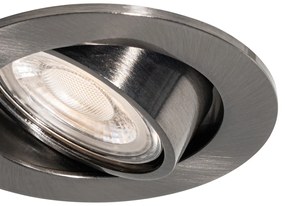 Set van 6 moderne inbouwspots gunmetal GU10 50mm rond kantelbaar - Cisco Nowoczesny Oswietlenie wewnetrzne