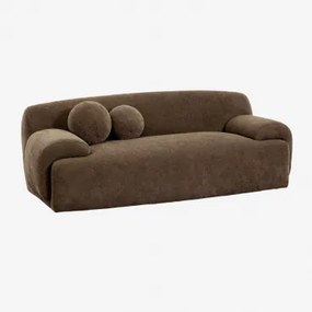 Sofa Dwuosobowa Tapicerowana Shirina Brązowa Sznurkowa Tkanina - Sklum