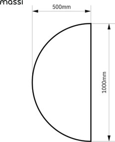 Lustro półokrągłe wiszące bezramowe oszlifowane MOON |Różne rozmiary | Różne kolory szkła : Kolor tafli szkła - Srebrny, Rozmiar - 100 x 50 cm