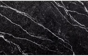 Zestaw jadalniany 1 + 4, czarny stół RAMOD 100x60 cm marmurowy dekor + zielone krzesło TURIN z czarnymi nogami