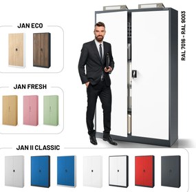 Szafa biurowa metalowa na akta antracytowo-biała JAN II, 1150 x 1850 x 400 mm