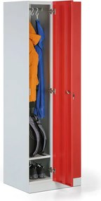Metalowa szafka ubraniowa S1, 2-drzwiowa, 1800 x 600 x 500 mm, demontaż, zamek cylindryczny, drzwi czerwone