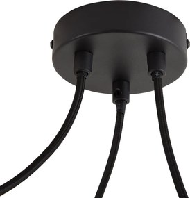 Designerska lampa wisząca czarna z kloszem z nadrukiem drewna i opalowym szkłem 3-punktowa - Tulip