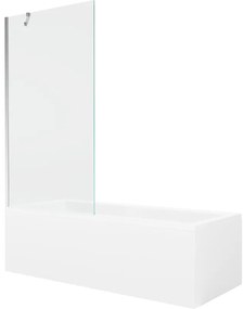 Mexen Cubik wanna prostokątna 160 x 70 cm z obudową i parawanem 1-skrzydłowym 90 cm, transparent, chrom - 550316070X9509000001