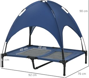 PawHut Łóżko dla psów z baldachimem Podwyższone miejsce do spania dla zwierząt Leżak na zewnątrz Niebieski | Aosom PL