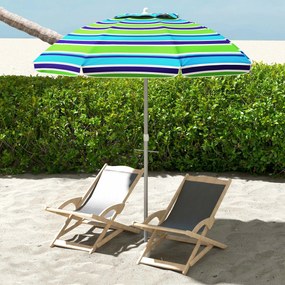 Outsunny Parasol Plażowy Ø178 cm UV40+ Wiatroodporny Stabilny Regulowany z Nachyleniem Wentylacją Torbą Wielokolorowy | Aosom PL