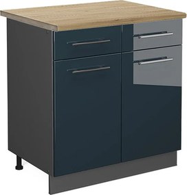 Szafka dolna do kuchni ciemnoniebieski wysoki połysk 80x60x82 fame-line